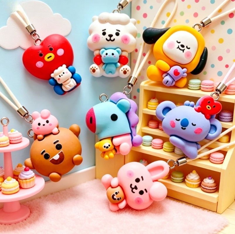 7pcs BT21 Resin Cartoon Charm  - Cosplay Prop Diy 评论和价格