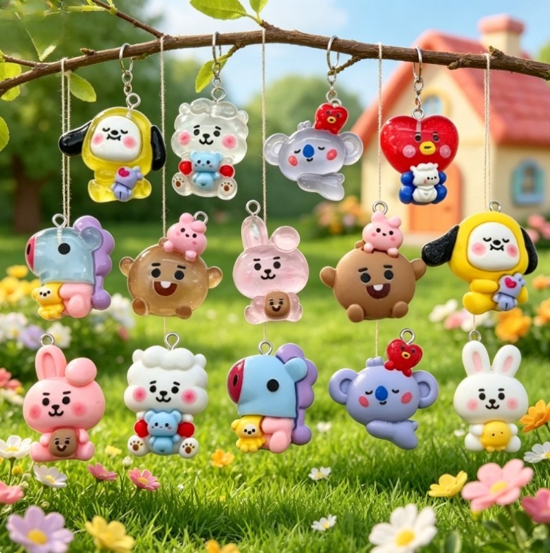 7pcs BT21 Resin Cartoon Charm  - Cosplay Prop Diy 评论和价格